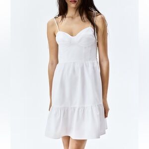 H&M Poplin white Dress with tie top shoulder shoulder straps